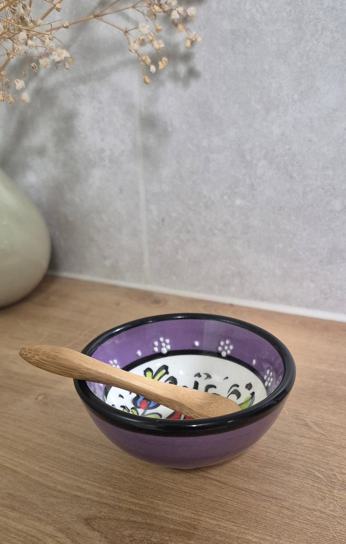 Handmade Porcelain Mixing Bowl & Bamboo Spoon