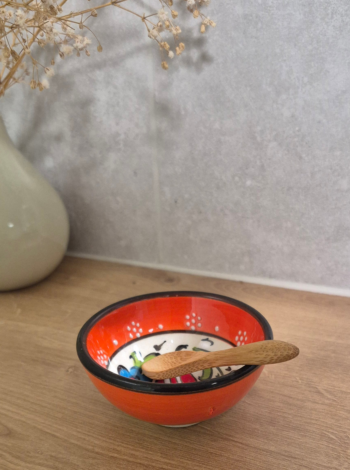 Handmade Porcelain Mixing Bowl & Bamboo Spoon