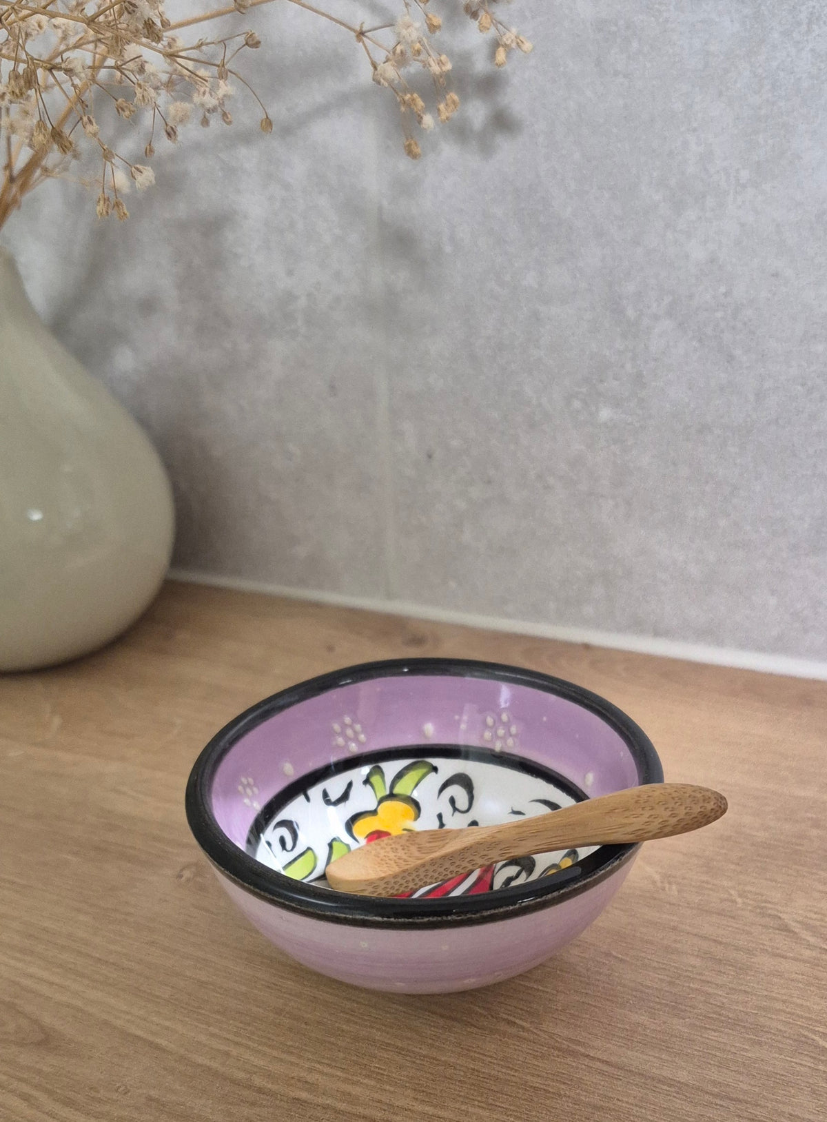 Handmade Porcelain Mixing Bowl & Bamboo Spoon