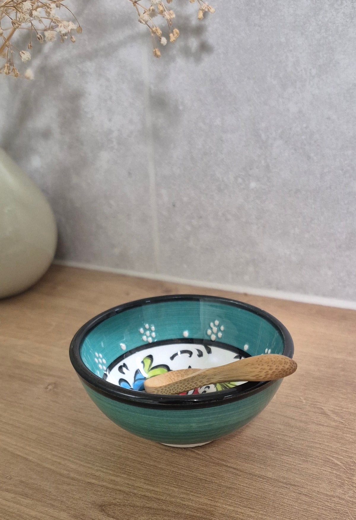 Handmade Porcelain Mixing Bowl & Bamboo Spoon