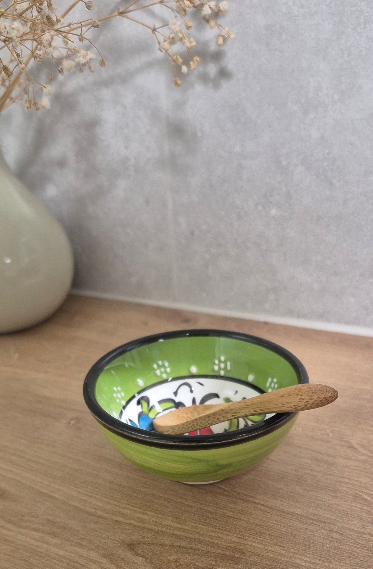 Handmade Porcelain Mixing Bowl & Bamboo Spoon