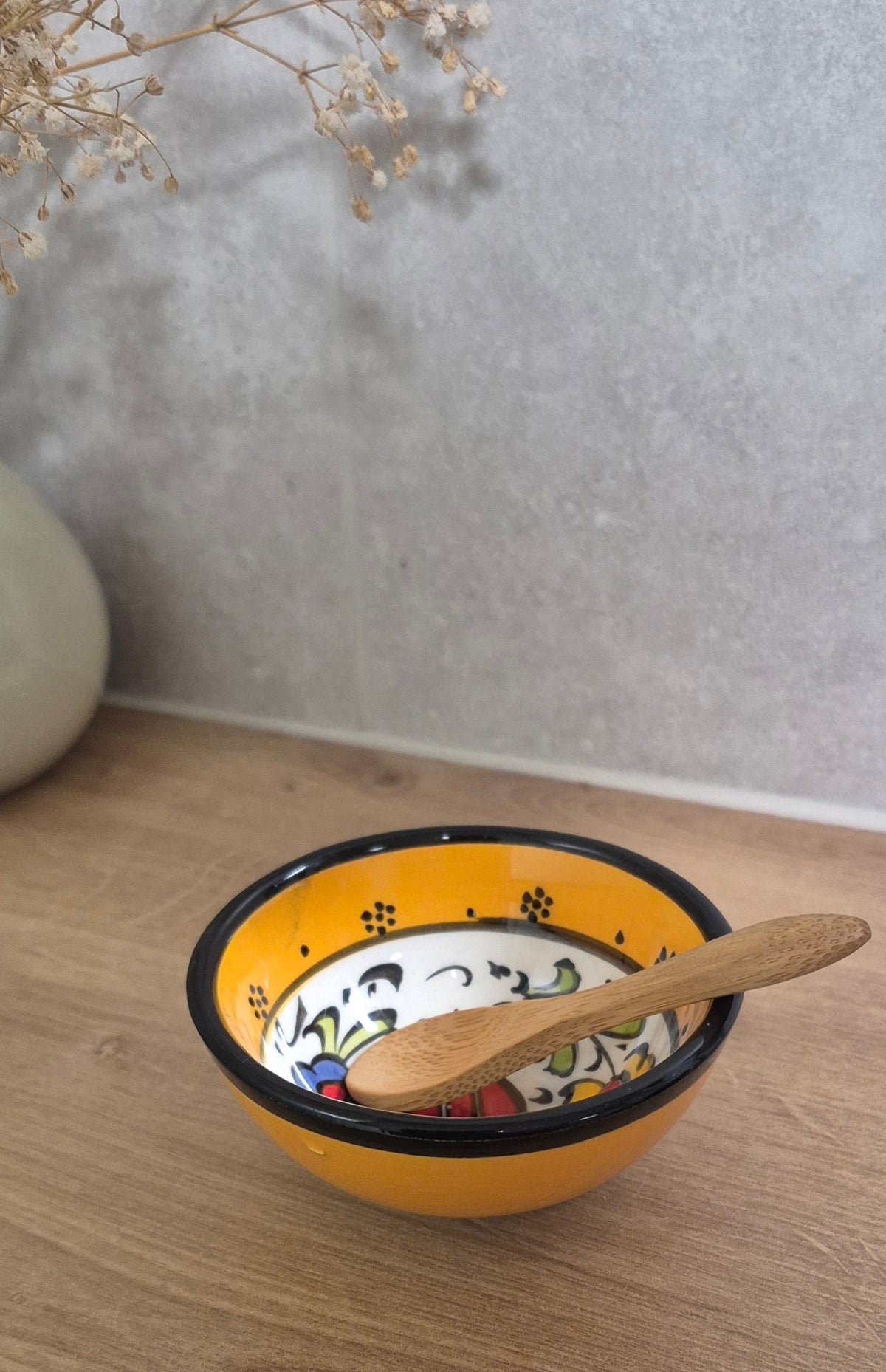 Handmade Porcelain Mixing Bowl & Bamboo Spoon