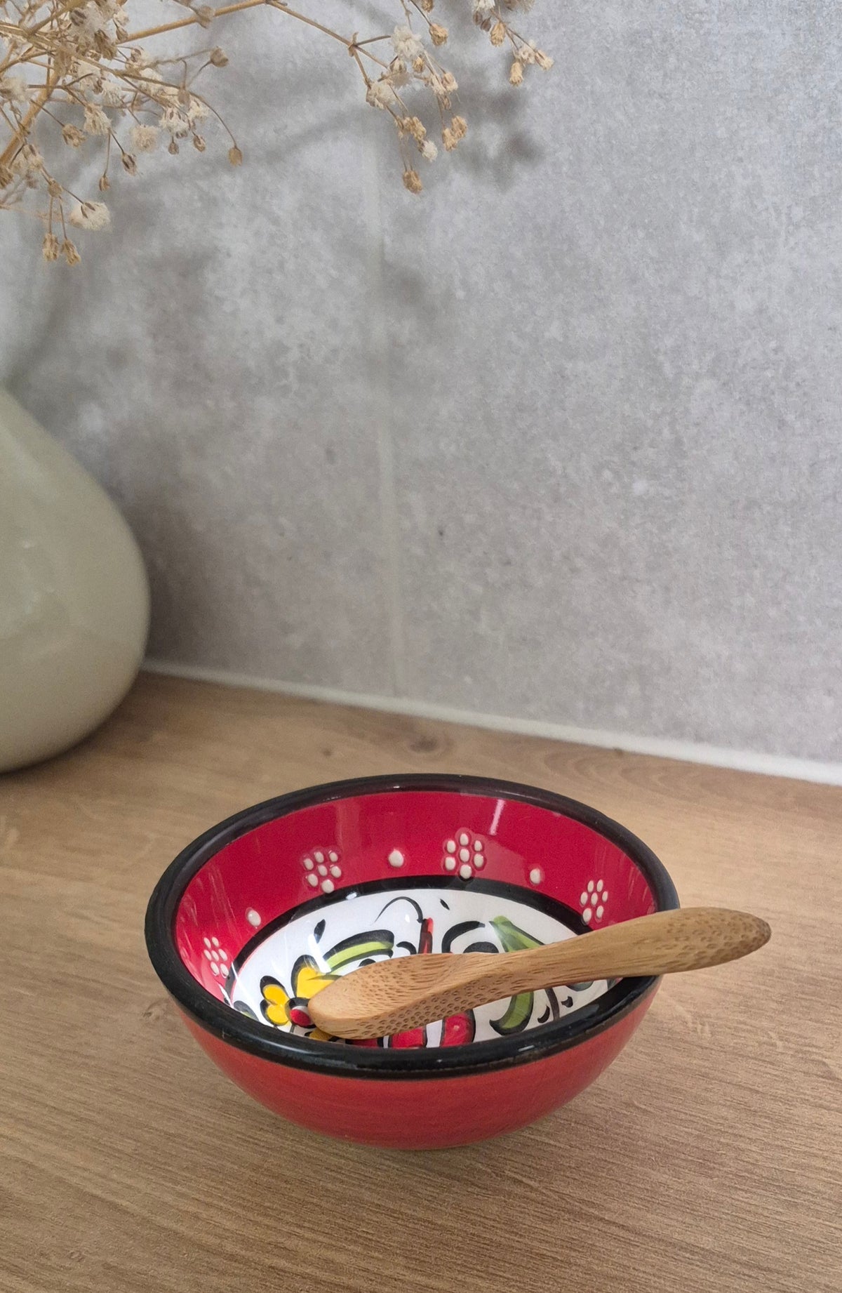 Handmade Porcelain Mixing Bowl & Bamboo Spoon