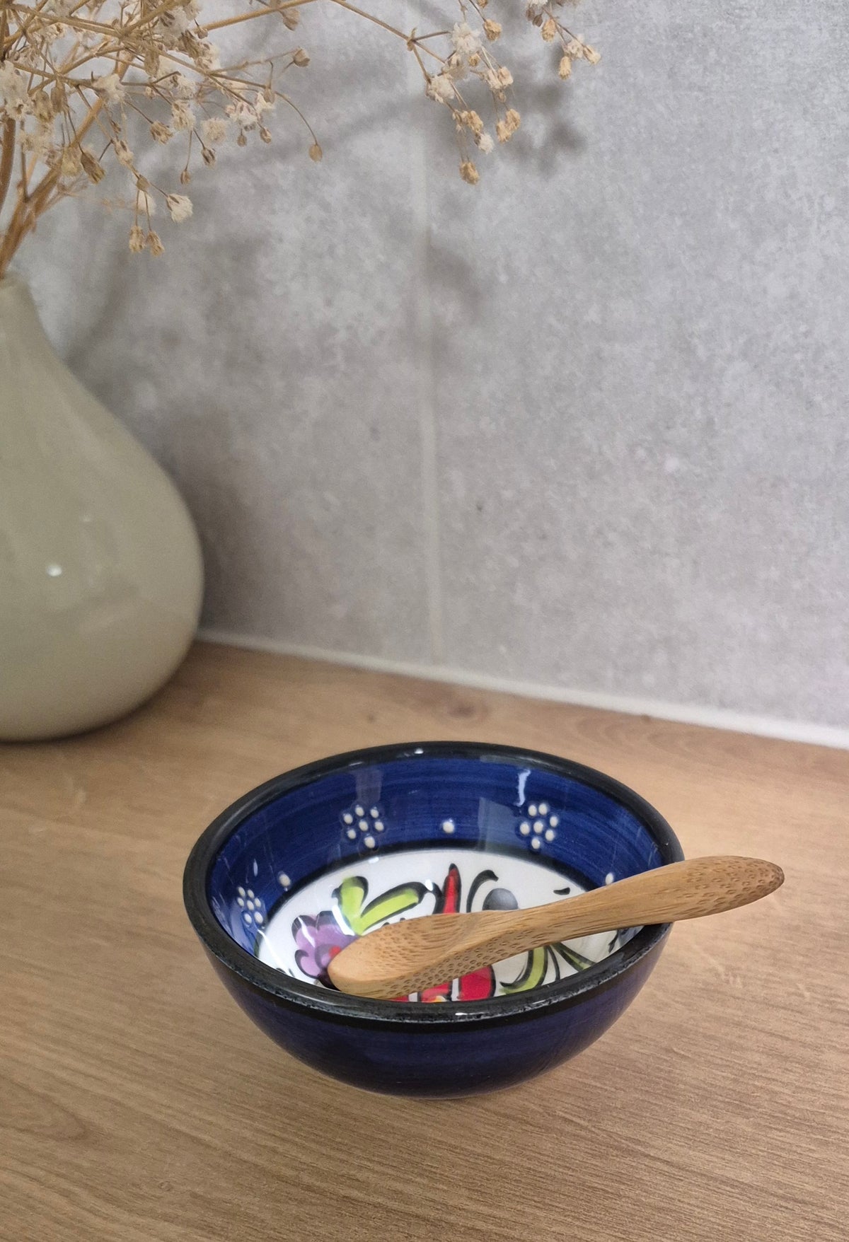 Handmade Porcelain Mixing Bowl & Bamboo Spoon