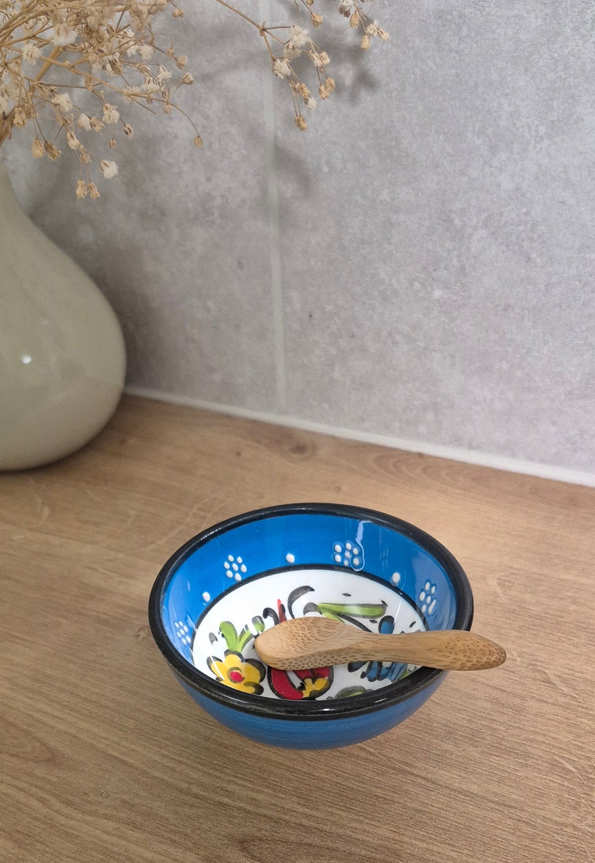 Handmade Porcelain Mixing Bowl & Bamboo Spoon