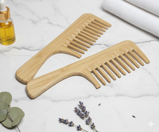 Bamboo Wide Toothed Comb with Handle